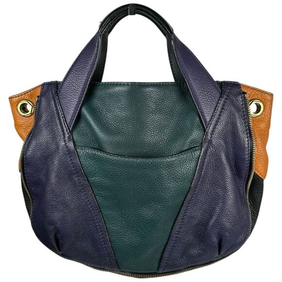 OrYANY Colorblock Multicolor Leather Zipper Slouchy Hobo Shoulder Bag Satchel - Picture 2 of 11